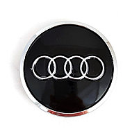 Заглушка литого диска AUDI 61/59мм черная с хром кольцом 4M0601170JG3 BK