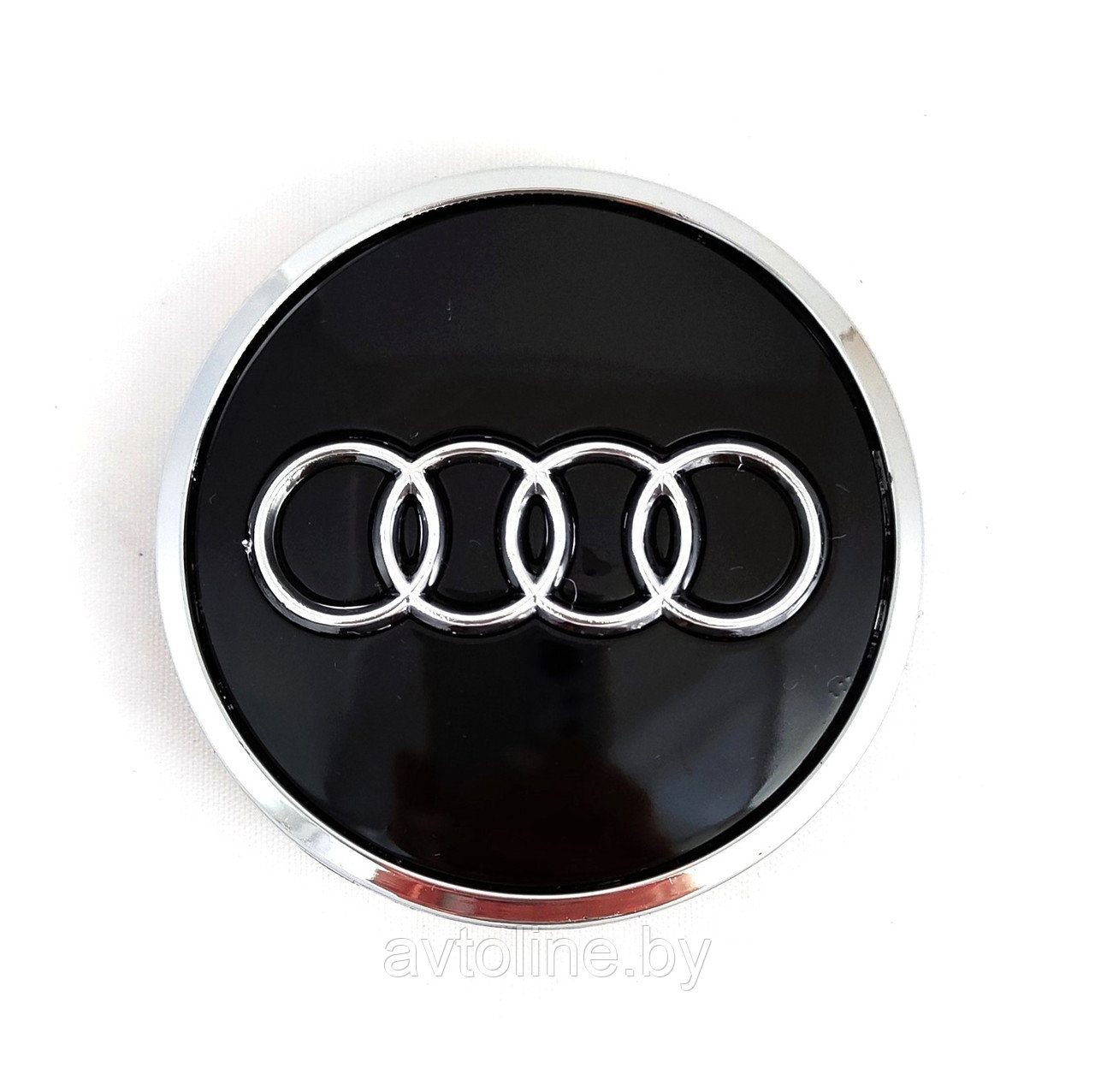 Заглушка литого диска AUDI 61/59мм черная с хром кольцом 4M0601170JG3 BK - фото 1 - id-p205231368