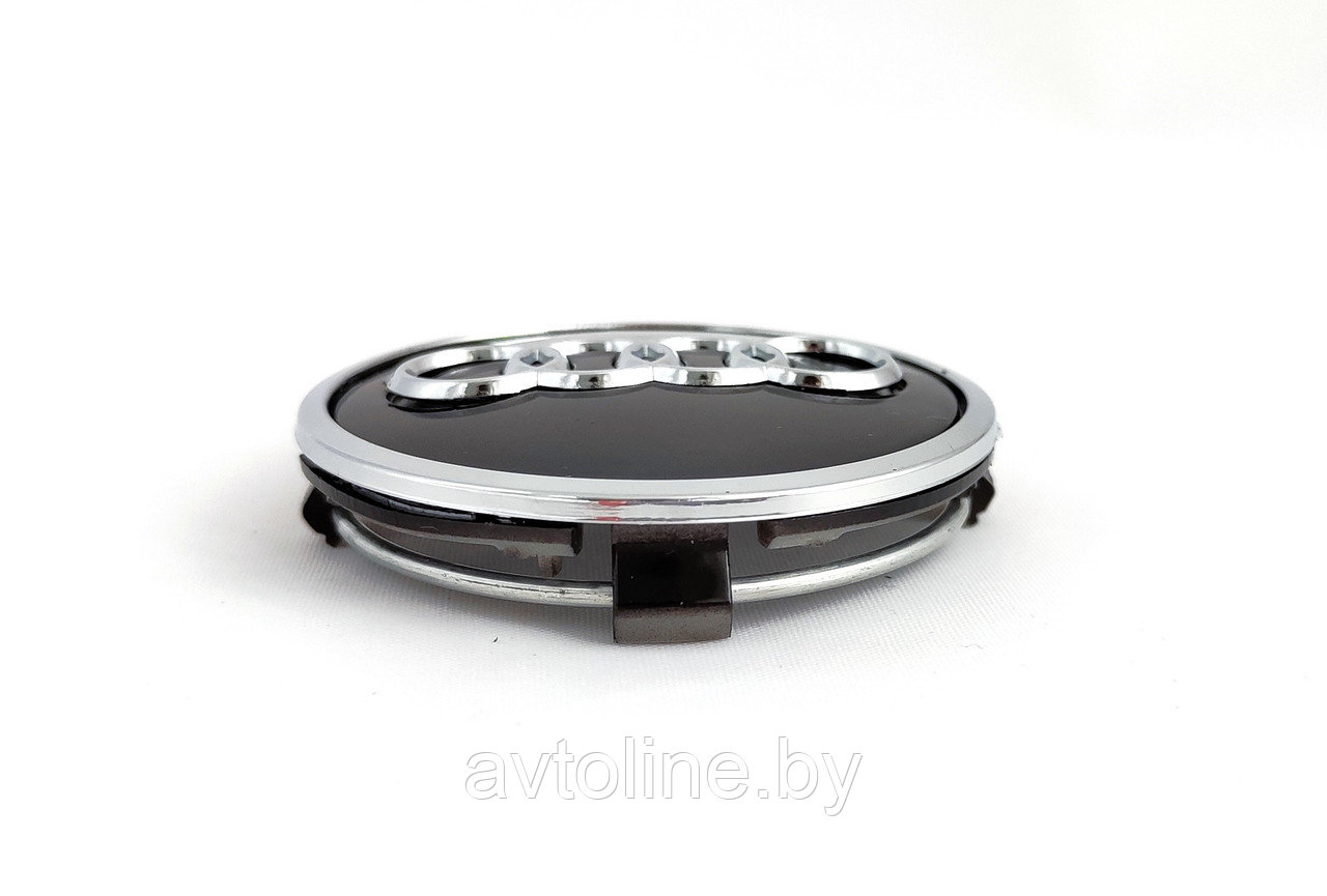 Заглушка литого диска AUDI 61/59мм черная с хром кольцом 4M0601170JG3 BK - фото 2 - id-p205231368