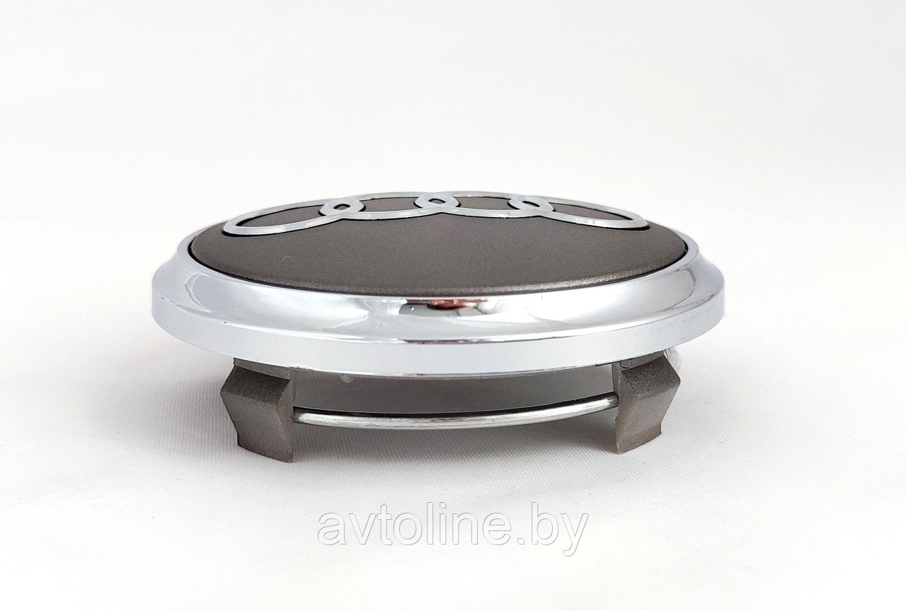 Заглушка литого диска AUDI 77/66мм серая с хром кольцом 4L0601170 - фото 2 - id-p205231369