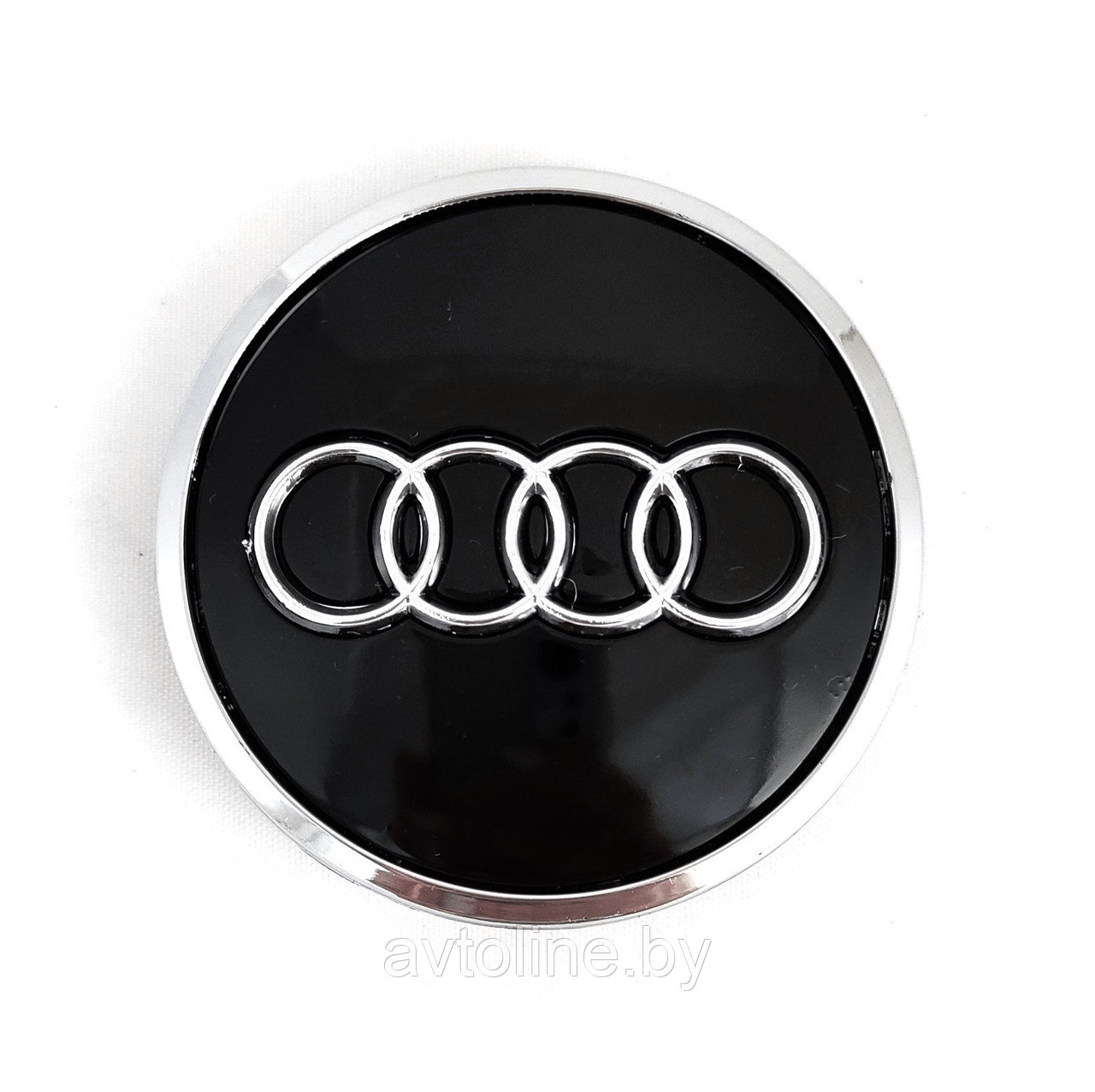 Заглушка литого диска AUDI 69/54 мм черная с хром кольцом 4B0601170A BK - фото 1 - id-p205231366