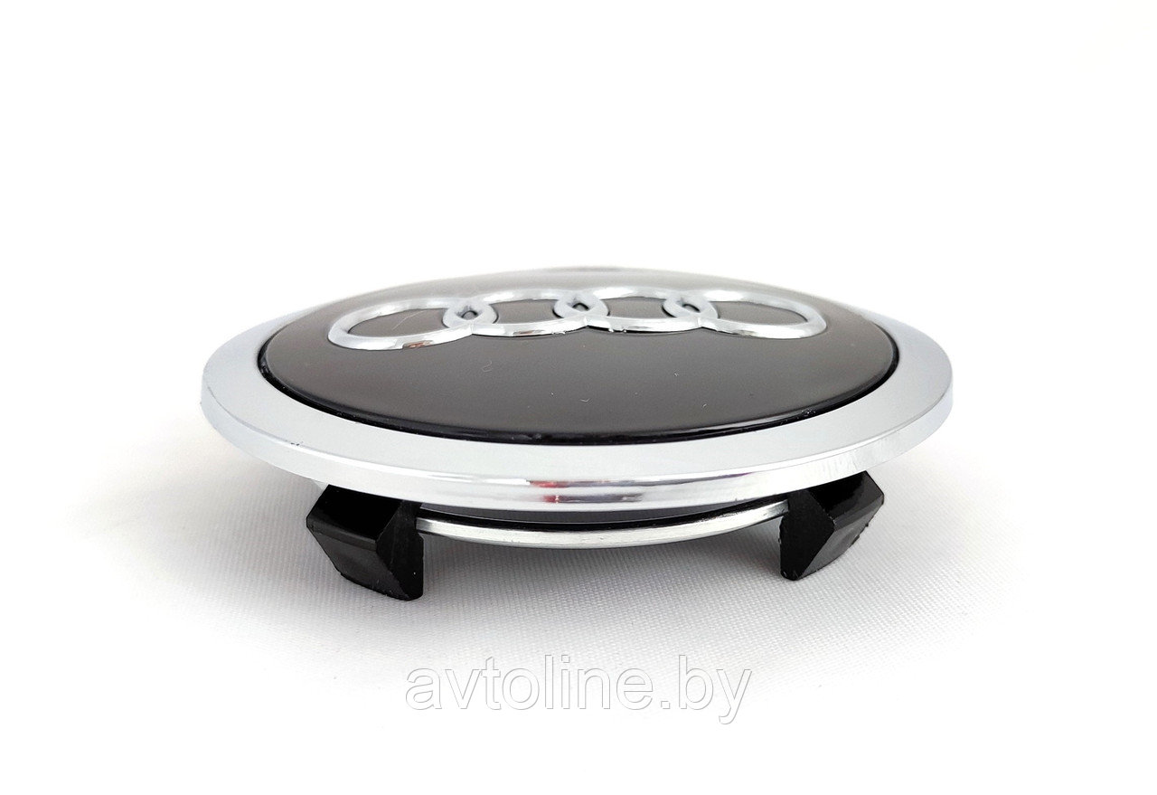 Заглушка литого диска AUDI 69/54 мм черная с хром кольцом 4B0601170A BK - фото 3 - id-p205231366