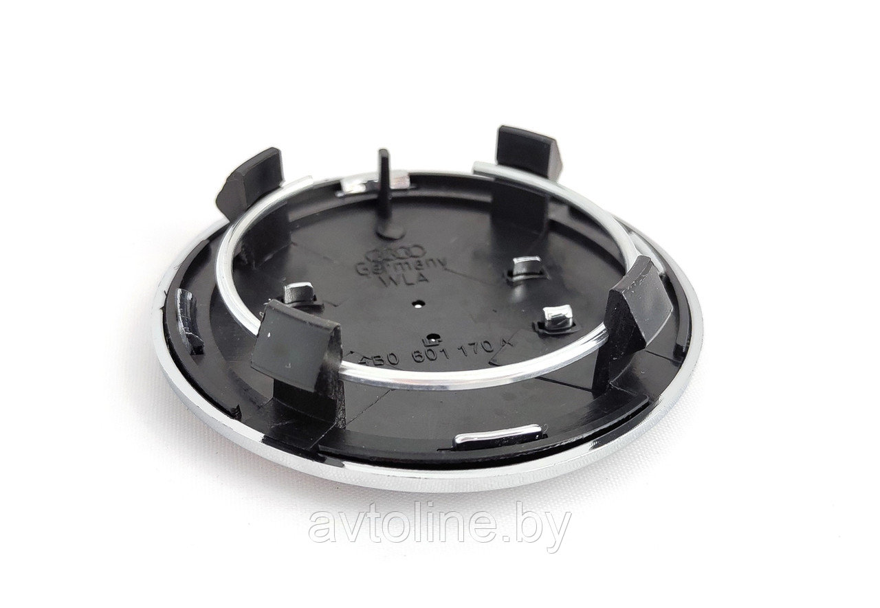 Заглушка литого диска AUDI 69/54 мм черная с хром кольцом 4B0601170A BK - фото 2 - id-p205231366