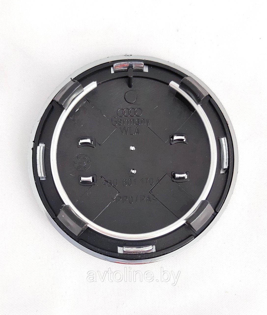 Заглушка литого диска AUDI 69/54 мм черная с хром кольцом 4B0601170A BK - фото 4 - id-p205231366