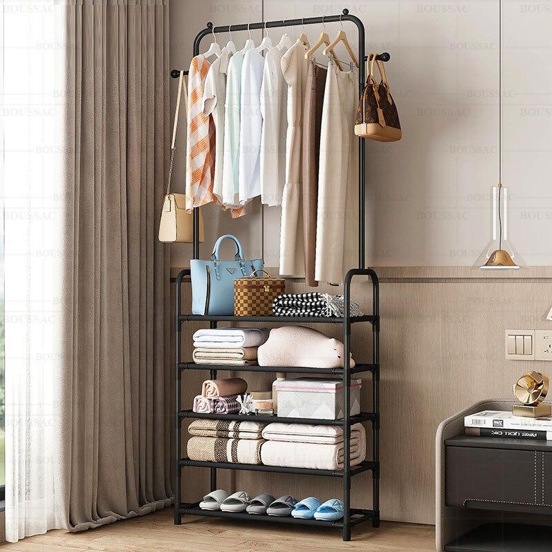 Вешалка напольная металлическая с крючками New simple floor Clothes Rack. Размер 152*29,5*60см* - фото 8 - id-p215021450