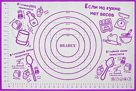 Коврик для приготовления с разметкой, 60х40см, силикон, фиолетовый