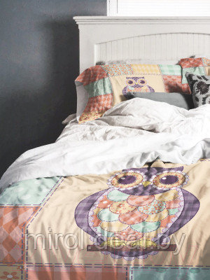 Комплект постельного белья Ambesonne Сова в стиле пэчворк / bls_10821_single - фото 4 - id-p215014303