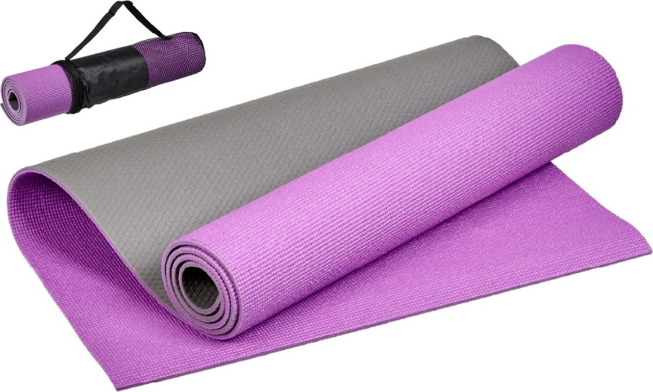 Коврик для йоги и фитнеса Bradex SF 0691, 183*61*0,6 см, двухслойный фиолетовый/серый с чехлом - фото 1 - id-p215021531
