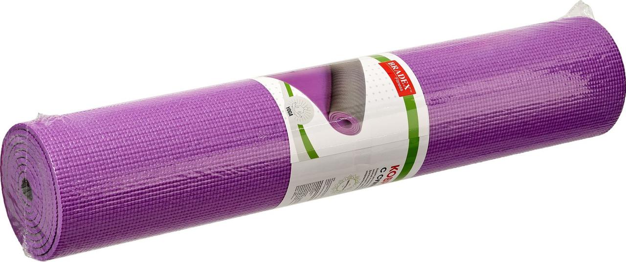 Коврик для йоги и фитнеса Bradex SF 0688, 183*61*0,6 см, двухслойный фиолетовый/серый - фото 9 - id-p215021538