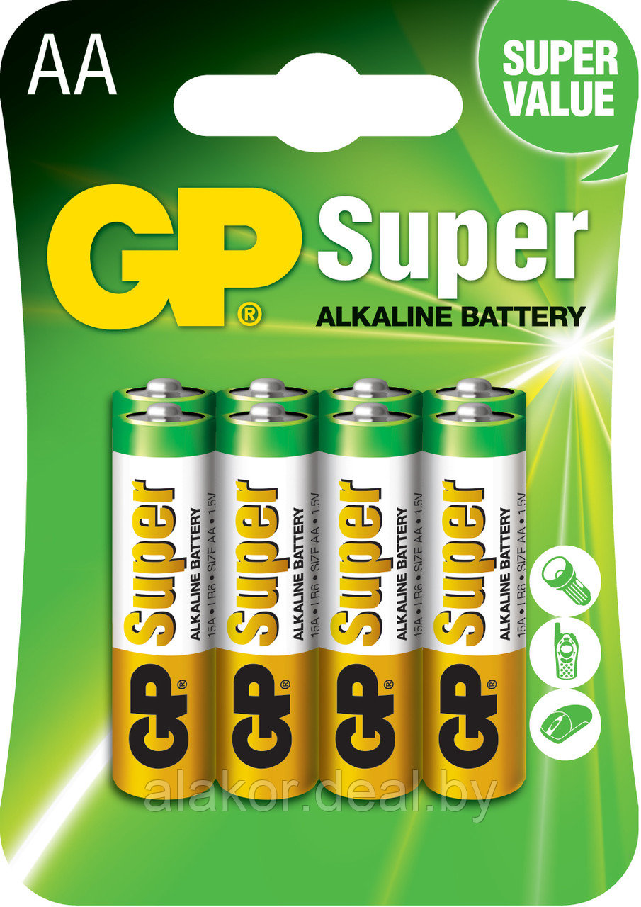Батарейки GP Super LR6/15A-2PL8 - фото 1 - id-p215021698