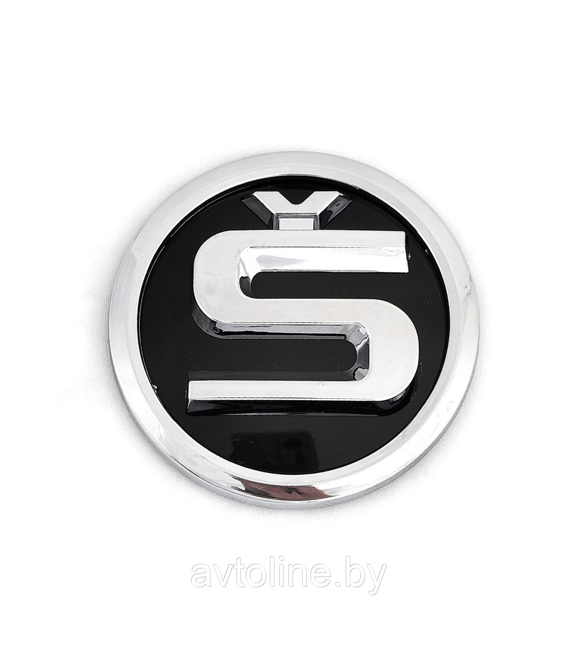 Эмблема SKODA S 90 мм черная/хром (изогнутая)