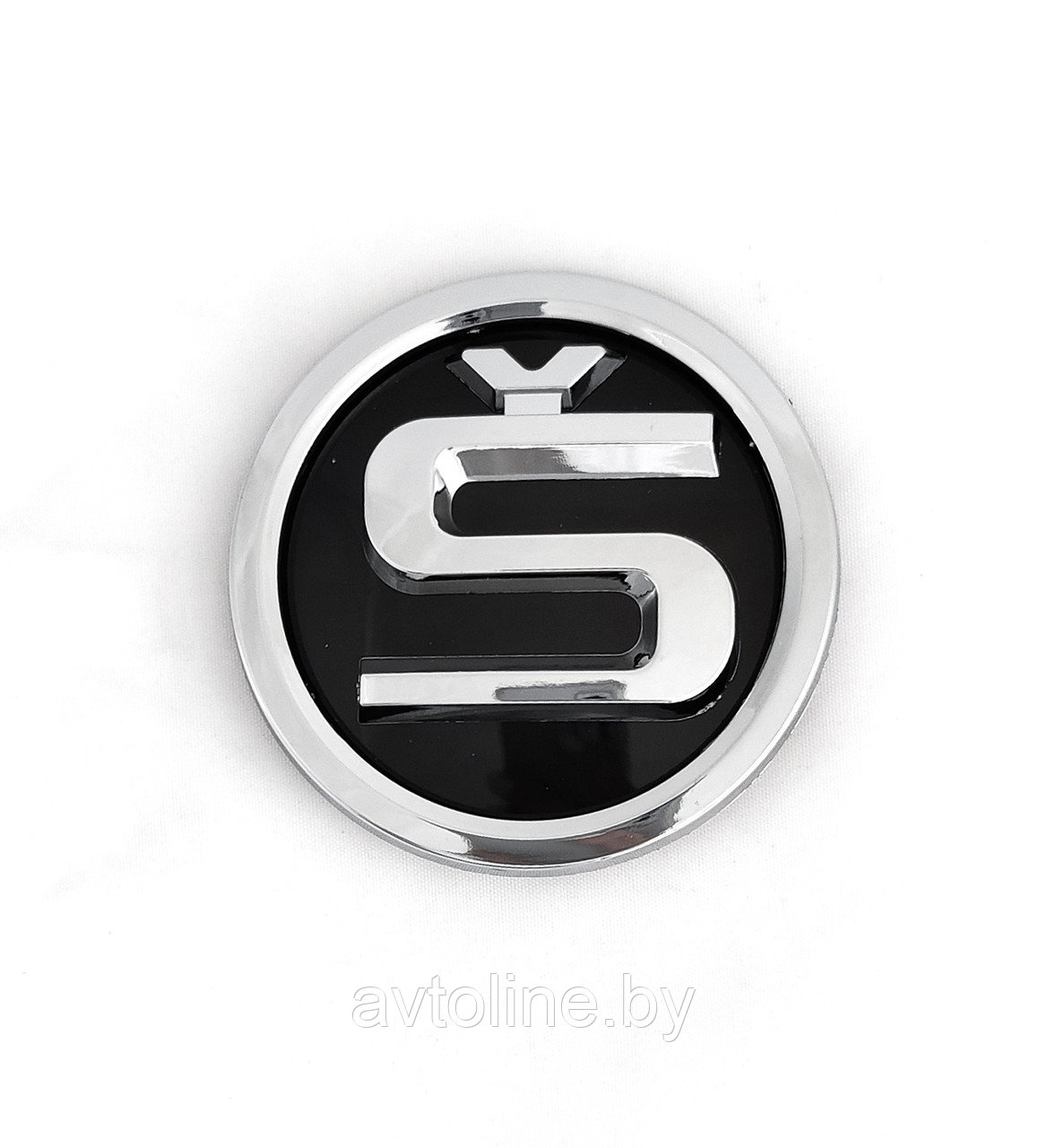 Эмблема SKODA S 80 мм черная/хром (прямая) S80CHR - фото 1 - id-p214713390