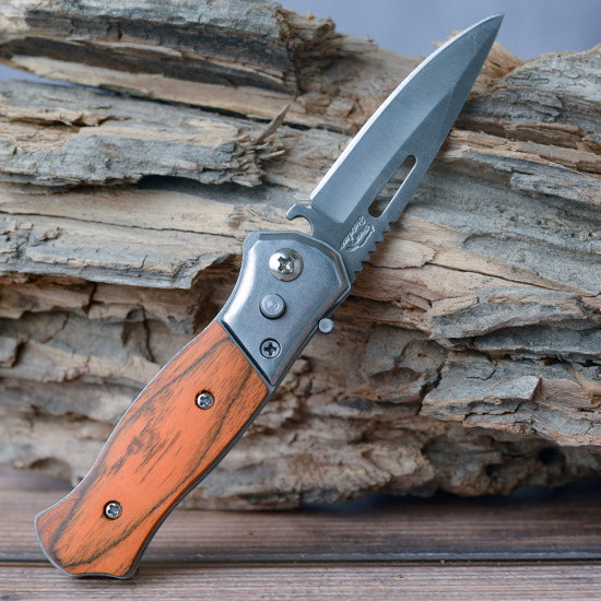 Нож складной мини под дерево 14,5 см с прорезью на лезвии - фото 2 - id-p215029957