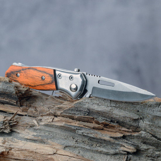 Нож складной мини под дерево 14,5 см с прорезью на лезвии - фото 4 - id-p215029957
