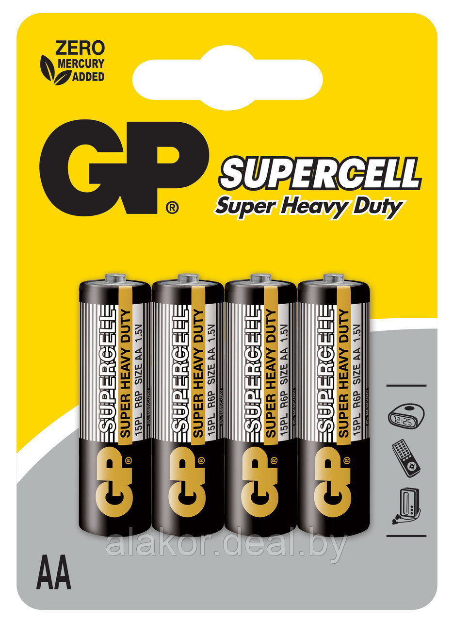 Солевая батарейка GP Supercell R6P/15PL-2U4 - фото 1 - id-p215029962