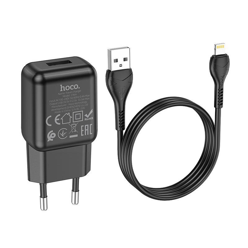 Зарядное сетевое устройство C96A single port charger set(Micro)(EU) черный - фото 2 - id-p215030335