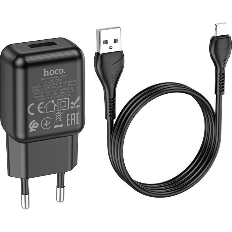 Сетевое зарядное устройство C96A single port charger set(iP)(EU)черный - фото 2 - id-p215030364