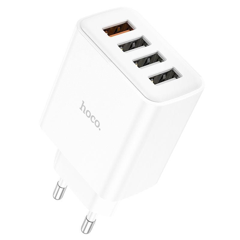 Сетевое зарядное устройство C102A Fuerza QC3.0 four-port charger(EU) белый - фото 1 - id-p215030503