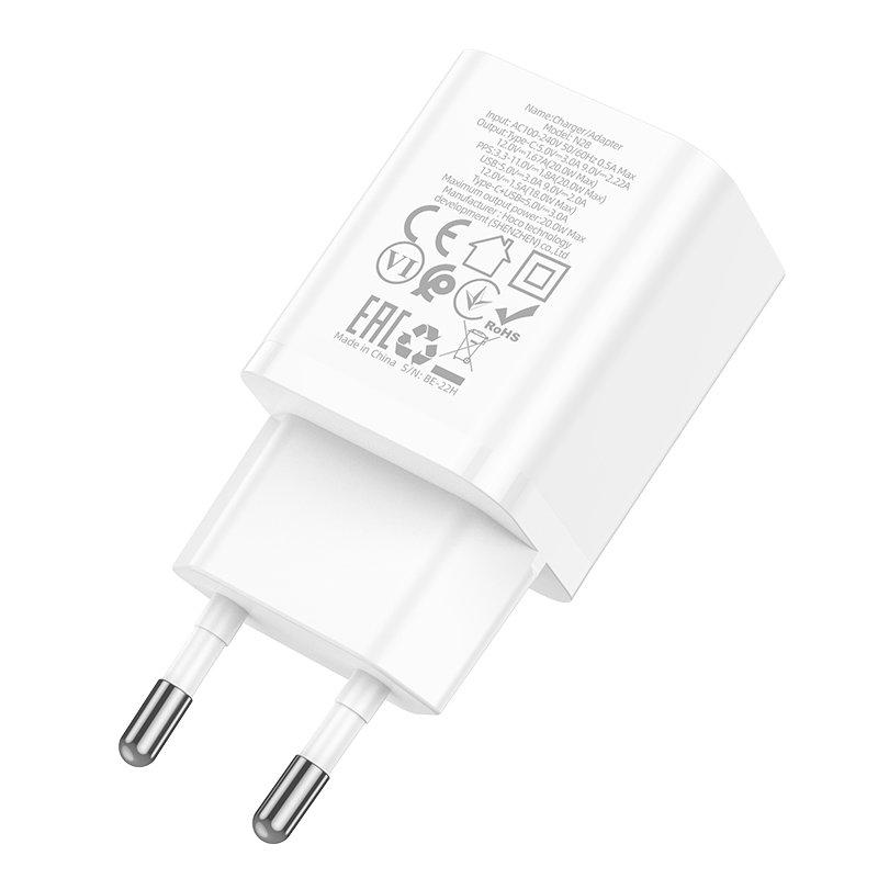 Сетевое зарядное устройство N28 Founder PD20W+QC3.0 charger(EU)белый - фото 1 - id-p215030543