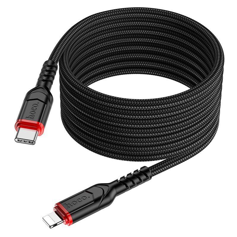 USB дата-кабель Hoco X59 Type-C-Lightning (2 м, 2.4 A,нейлон) черный - фото 3 - id-p215030647