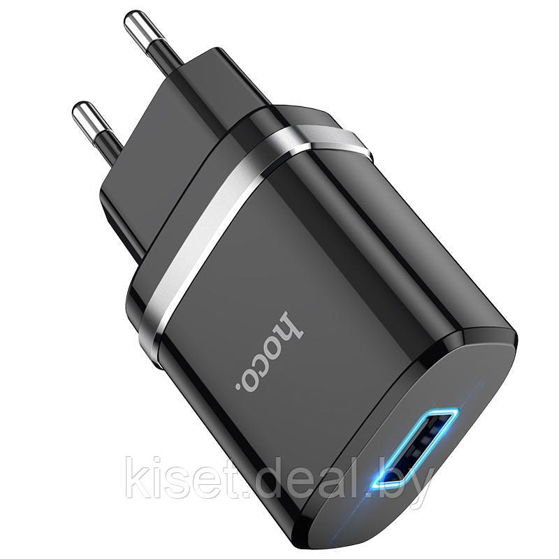 Сетевое зарядное устройство HOCO N1 2.4A черный + кабель microUSB - фото 2 - id-p215031201