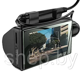 Видеорегистратор Hoco DI07, с двумя камерами(салон,перед) HD съемка, обзор 360 градусов, черный