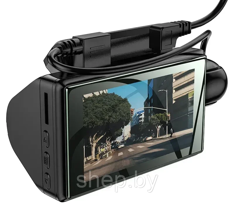 Видеорегистратор Hoco DI07, с двумя камерами(салон,перед) HD съемка, обзор 360 градусов, черный - фото 1 - id-p215032766