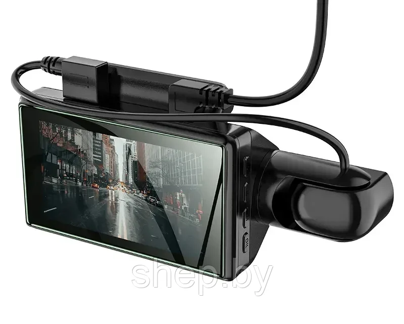 Видеорегистратор Hoco DI07, с двумя камерами(салон,перед) HD съемка, обзор 360 градусов, черный - фото 3 - id-p215032766