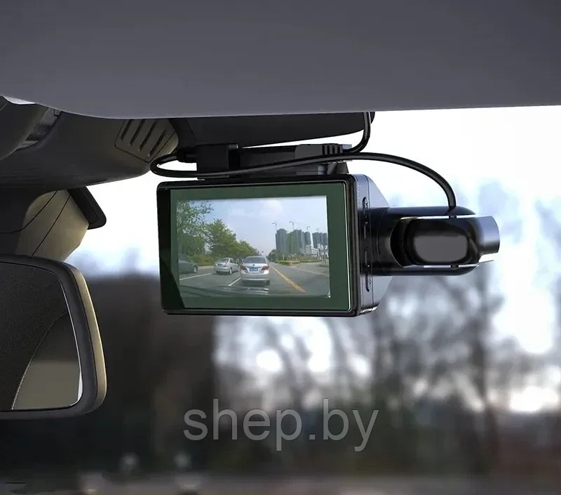 Видеорегистратор Hoco DI07, с двумя камерами(салон,перед) HD съемка, обзор 360 градусов, черный - фото 9 - id-p215032766
