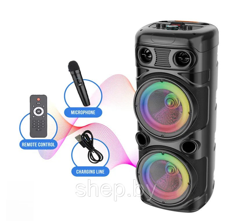 Акустическая система BT Speaker ZQS-8210S + пульт ДУ + беспроводной микрофон - фото 2 - id-p215032796