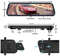 Автомобильный видеорегистратор в зеркале Starlight Night Vision Dash Cam 9,66 дюйма с камерой заднего вида