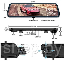 Автомобильный видеорегистратор в зеркале Starlight Night Vision Dash Cam 9,66 дюйма с камерой заднего вида