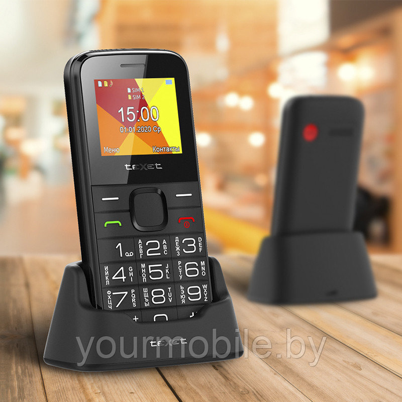 Мобильный телефон TeXet TM-B201 с док-станцией (кнопка sos, большие кнопки) - фото 1 - id-p215033048