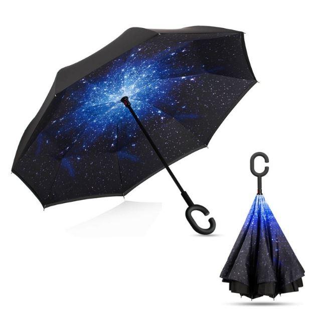 Умный двухсторонний зонт с обратным открыванием / звездное небо - фото 1 - id-p215035831