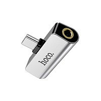 Адаптер HOCO LS26 AUX+charge Type-C - 3.5mm 2A серебристый