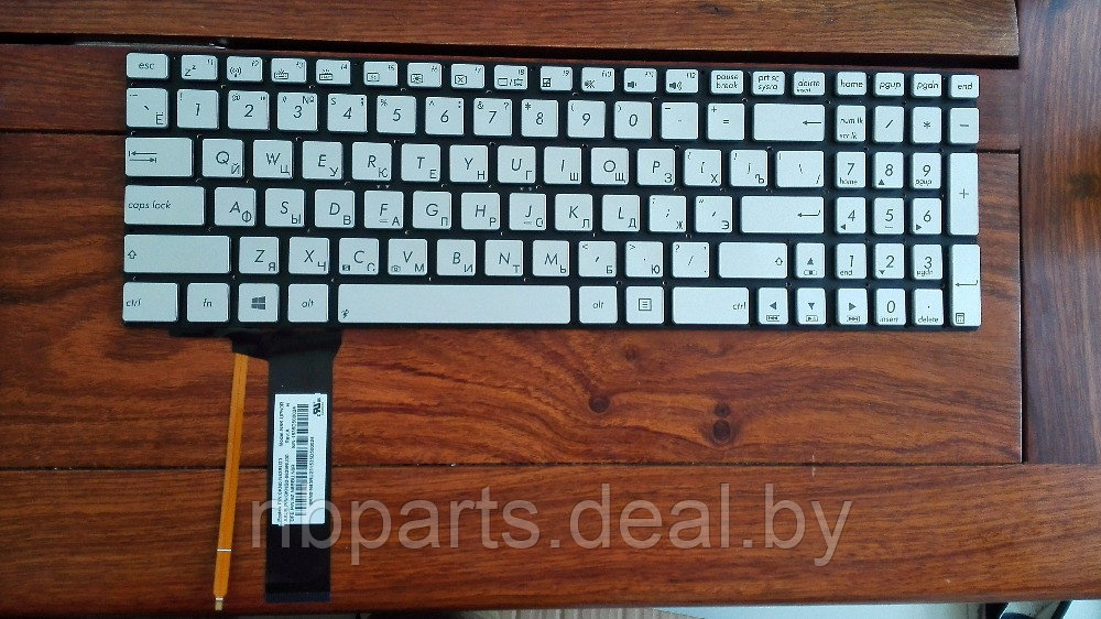 Клавиатура для ноутбука ASUS N56 N76 N550 N750, серебро, с подсветкой, маленький Enter, RU - фото 1 - id-p210304382