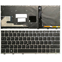 Клавиатура для ноутбука HP EliteBook 730 G5 830 G5, чёрная, с подсветкой, с серой рамкой, RU