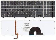 Клавиатура для ноутбука HP Envy 17-1000, чёрная, с подсветкой, большой Enter, с бронзовой рамкой, RU