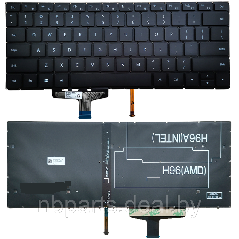 Клавиатура для ноутбука Huawei MagicBook KPL-W00, чёрная, с подсветкой, RU - фото 1 - id-p171015576