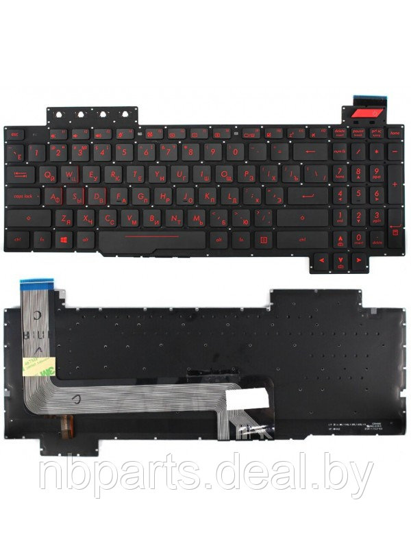 Клавиатура для ноутбука ASUS ROG Strix GL503 FX63 FX503, чёрная, с подсветкой, красные буквы, RU - фото 1 - id-p131024134