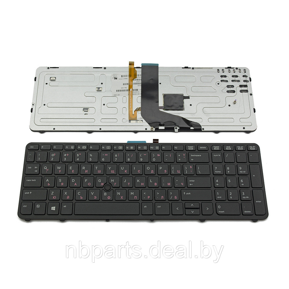 Клавиатура для ноутбука HP Zbook 15 G2, чёрная, с подсветкой, с рамкой, RU - фото 1 - id-p111775331