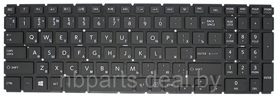 Клавиатура для ноутбука Toshiba Satellite L50-B, чёрная, с подсветкой, маленький Enter, RU - фото 1 - id-p111774243