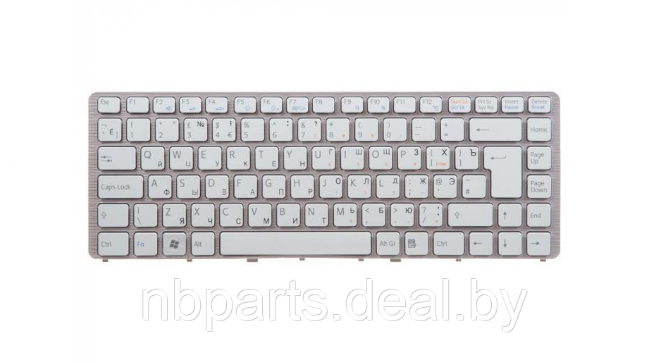 Клавиатура для ноутбука Sony VGN-NW, белая, с серой рамкой, RU - фото 1 - id-p111776687