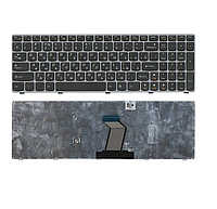 Клавиатура для ноутбука Lenovo IdeaPad Y570, чёрная, с серой рамкой, RU УЦЕНКА