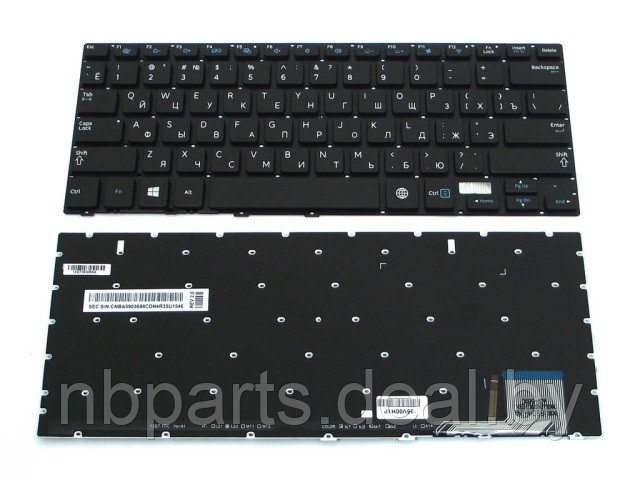 Клавиатура для ноутбука Samsung NP730U3E, 740U3E, чёрная, с подсветкой, RU - фото 1 - id-p111769104