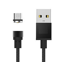 Кабель USB - Micro USB+Iphone 2in1 Magnetic, Black