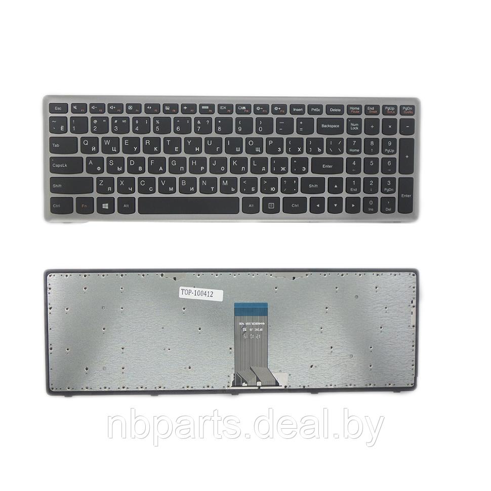Клавиатура для ноутбука Lenovo IdeaPad U510, Z710, чёрная, с серой рамкой, RU - фото 1 - id-p111775610