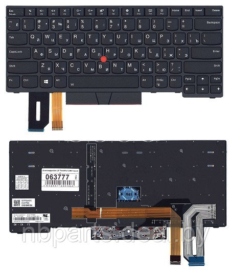 Клавиатура для ноутбука Lenovo ThinkPad Edge E480, чёрная, с подсветкой, с рамкой, RU - фото 1 - id-p178330483