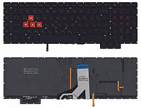 Клавиатура для ноутбука HP Omen 17-AN, чёрная, с подсветкой, красные буквы, RU