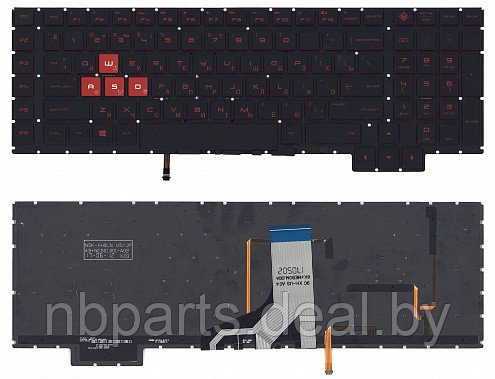 Клавиатура для ноутбука HP Omen 17-AN, чёрная, с подсветкой, красные буквы, RU - фото 1 - id-p148588115